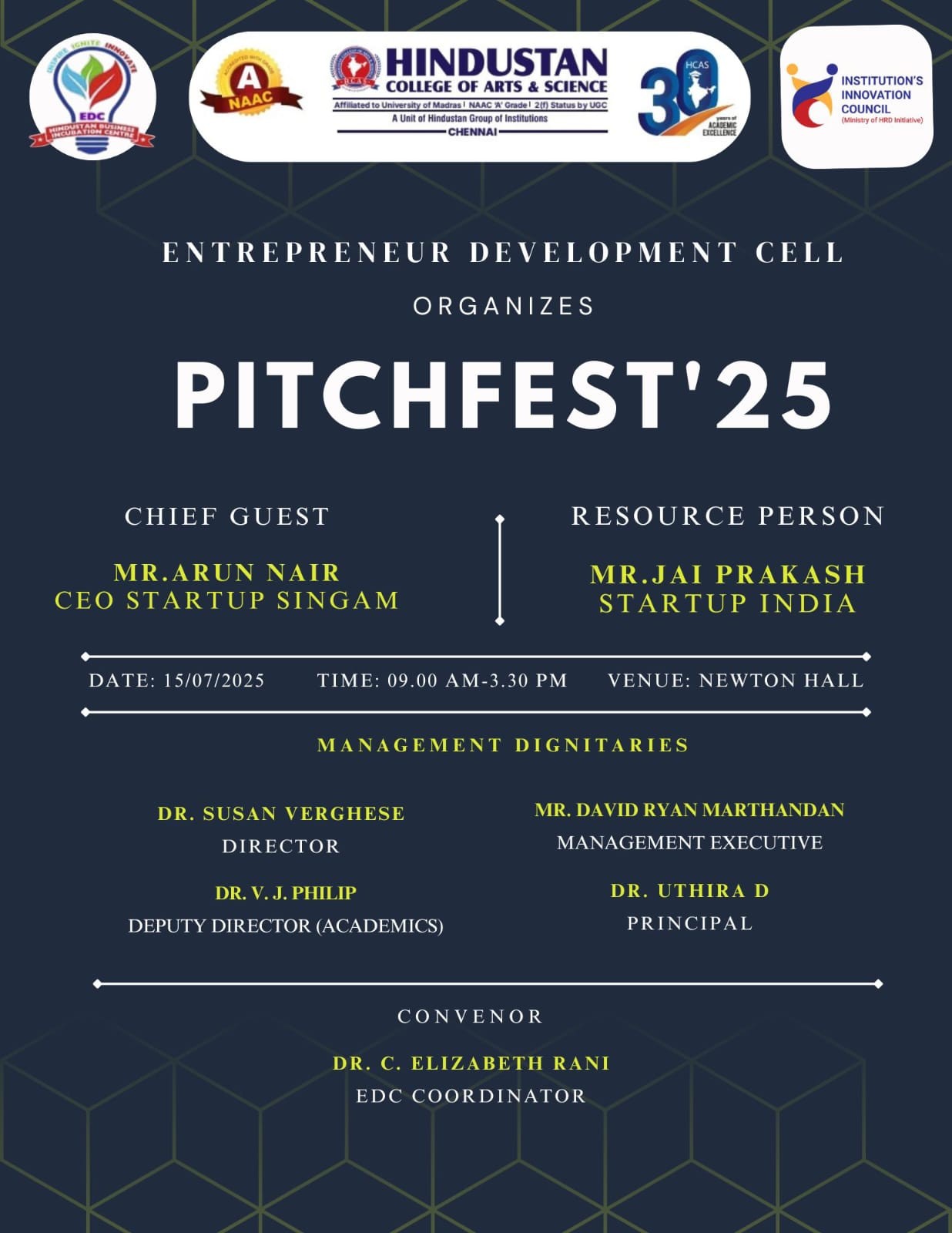 Entrepreneur Development Cell Organize PITCHFEST'25 On 15th July 2025